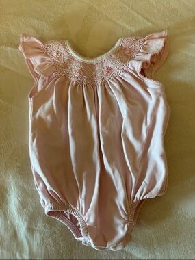 Magnolia Baby Pink Smocked Flutter One-Piece Bodysuit